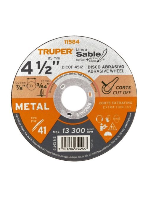 DISCO CORTE METAL 4.1/2X1.2MM TRUPER 11584