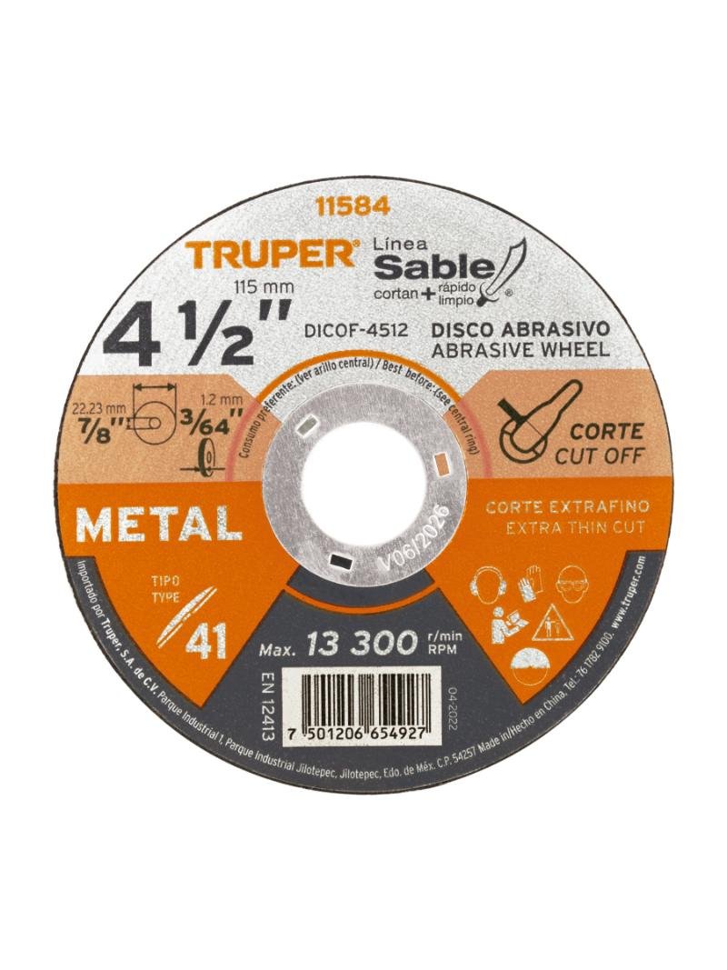 DISCO CORTE METAL 4.1/2X1.2MM TRUPER 11584