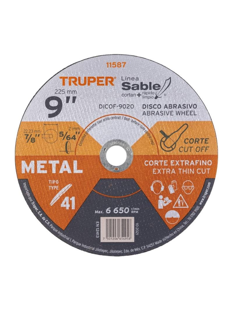 DISCO CORTE METAL 9X2MM TRUPER 11587