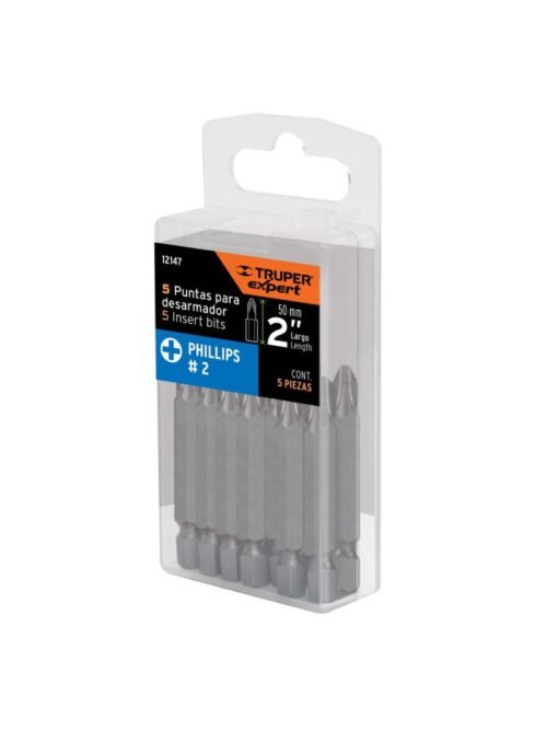 JGO PUNTAS PHILLIPS P/TALADRO 2" #2 5PZAS TRUPER 12147