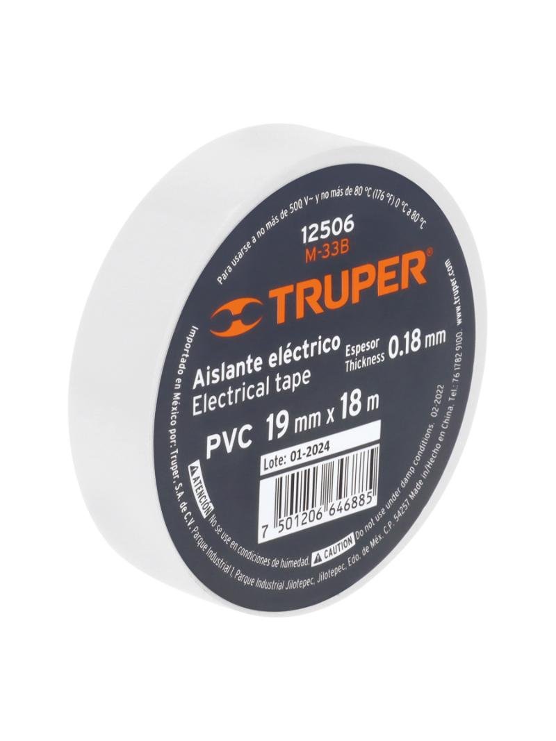 TAPE ELECTRICO BLANCO 19MMX18MTS #M-33B / 12506 TRUPER-