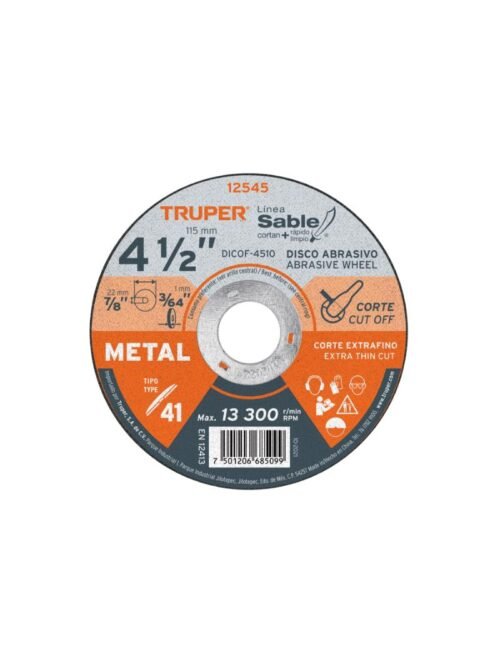 DISCO CORTE METAL 4.1/2X1MM TRUPER 12545