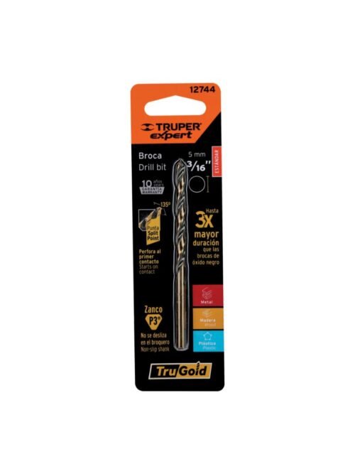 BROCA P/METAL HSS 4.9MM=3/16X4" TRUPER 12744