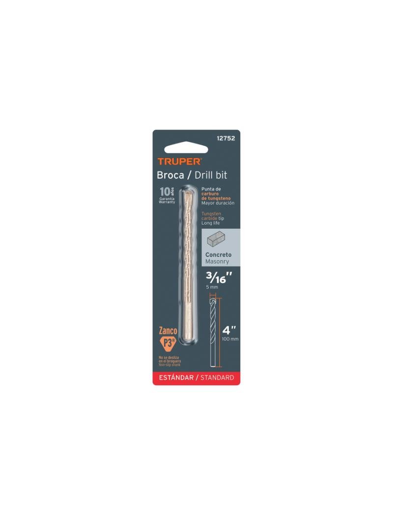 BROCA P/CONCRETO 4.9MM=3/16X4" TRUPER 12752