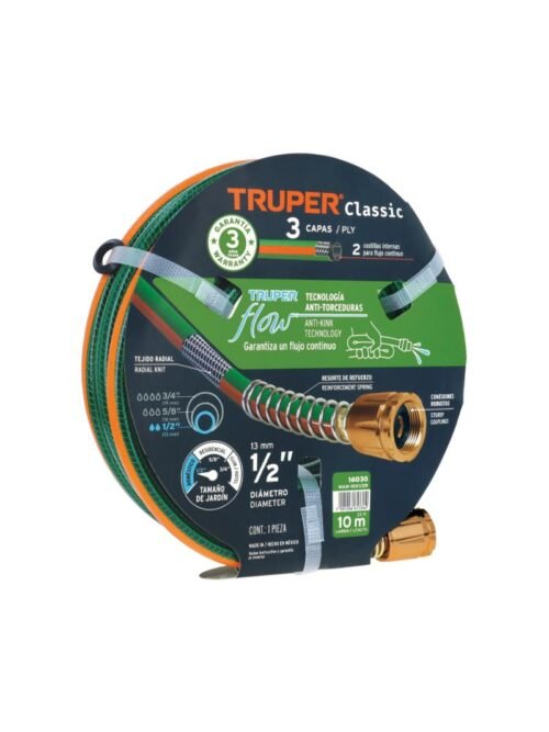 MANGUERA REFORZ VERDE 1/2X10MTS 3CAPAS #MAN10X1/2R/16030 TRUPER-