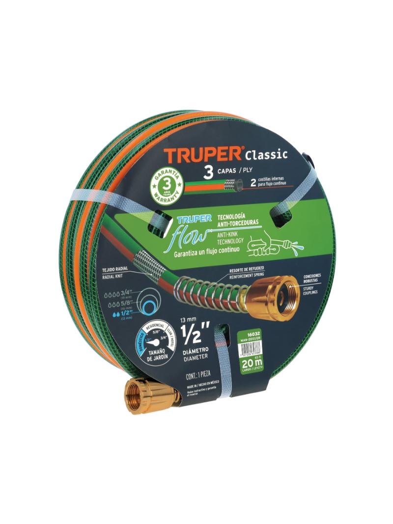 MANGUERA REFORZ VERDE 1/2X20MTS 3CAPAS #MAN20X1/2R/16032 TRUPER-