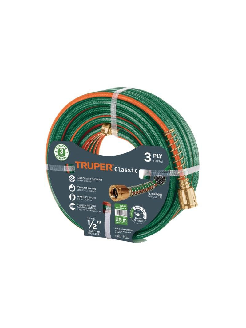 MANGUERA REFORZ VERDE 1/2X25MTS 3CAPAS #MAN25X1/2R/16033 TRUPER-