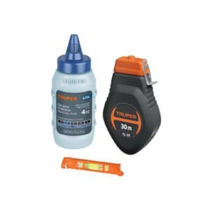 TIRALINEA C/TIZA COLOR AZUL Y NIVEL 30 MTS TRUPER 18574