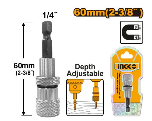 ADAPTADOR P/ PUNTAS MAGNETICO - PROFUNDIDAD AJUSTABLE ABH50608 INGCO