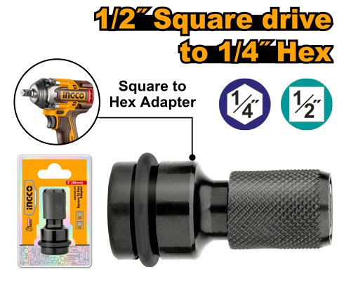 ADAPTADOR DADO 1/2" A 1/4" HEXAGONAL ABH60501 INGCO