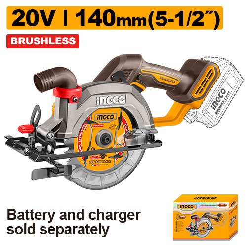 SIERRA CIRCULAR 5.1/2" 20V S/BAT Y S/CARGAD #CSLI1402 INGCO