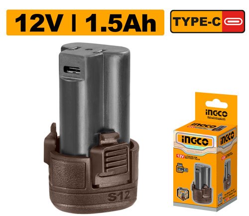 BATERIA 12V 1.5AH P/HERRAM USB TIPO C #FBLI12153 INGCO