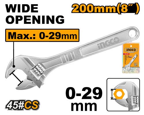 LLAVE FRANCESA 8" CROMADA #HADW131082 INGCO