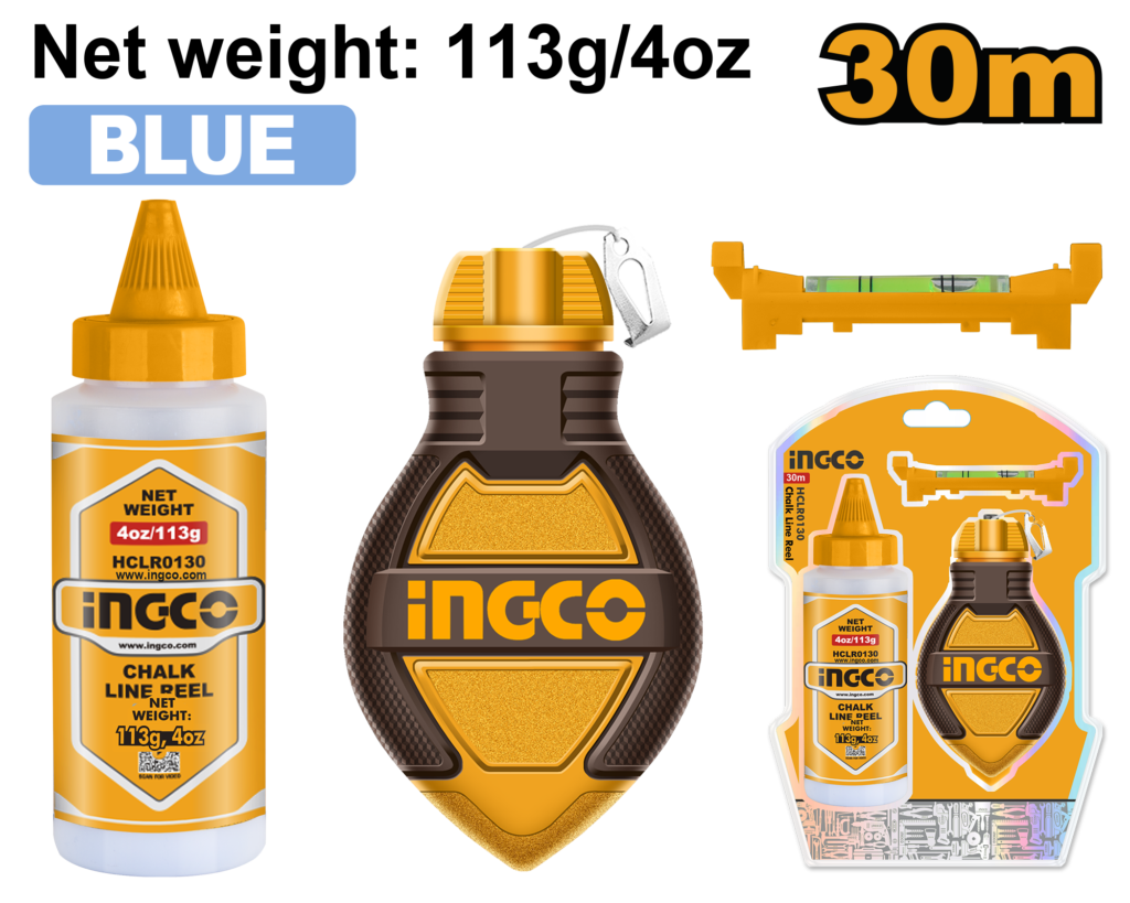 TIRALINEA C/TIZA COLOR AZUL 30 MTS #HCLR0130 INGCO