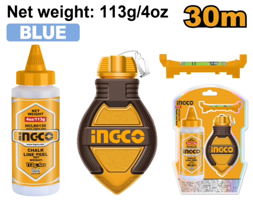 TIRALINEA C/TIZA COLOR AZUL 30 MTS #HCLR0130 INGCO