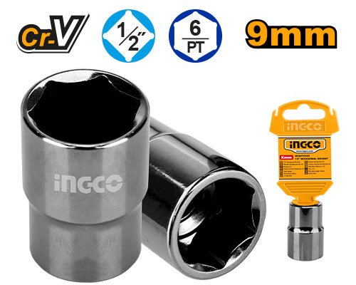 CUBO ESPIGA 1/2" 6PTS 9MM #HHAST12091 INGCO