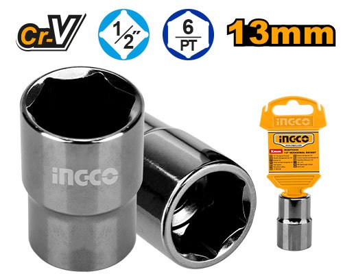 CUBO ESPIGA 1/2" 6PTS 13MM #HHAST12131 INGCO