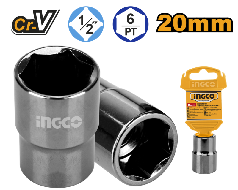 CUBO ESPIGA 1/2" 6PTS 20MM #HHAST12201 INGCO