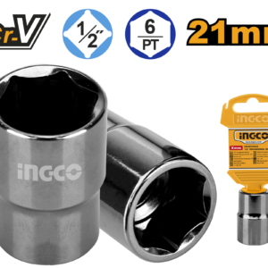 CUBO ESPIGA 1/2" 6PTS 21MM #HHAST12211 INGCO