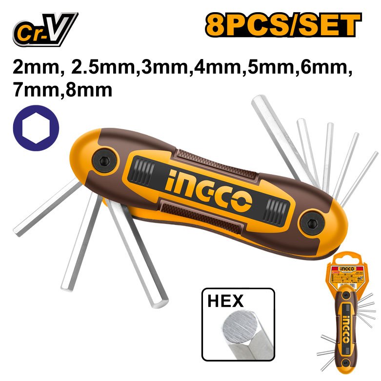 JGO LLAVE ALLEN 2-8MM TIPO NAVAJA #HHK14081 INGCO