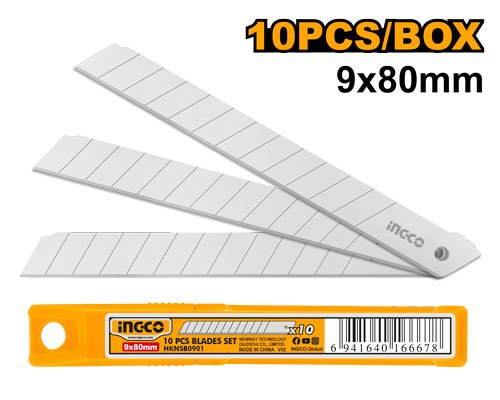 CUCHILLA REPUESTO P/CUTTER 9MM 10PZAS #HKNSB0901 INGCO