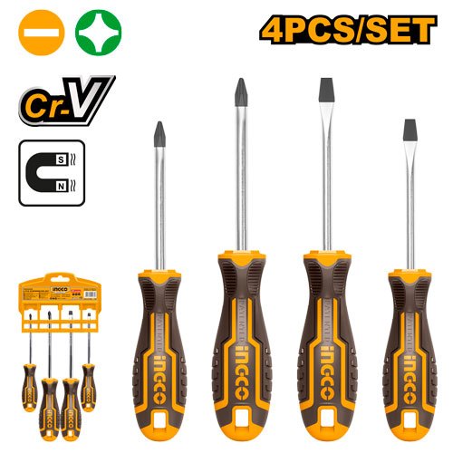 SET DESARMADORES PLANO-PHILLIPS 4PCS HKSD0428 INGCO