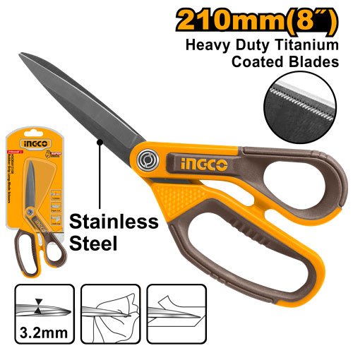TIJERAS DE HOJA LARGA CON MANGO DE GOMA HSCRS812108 INGCO