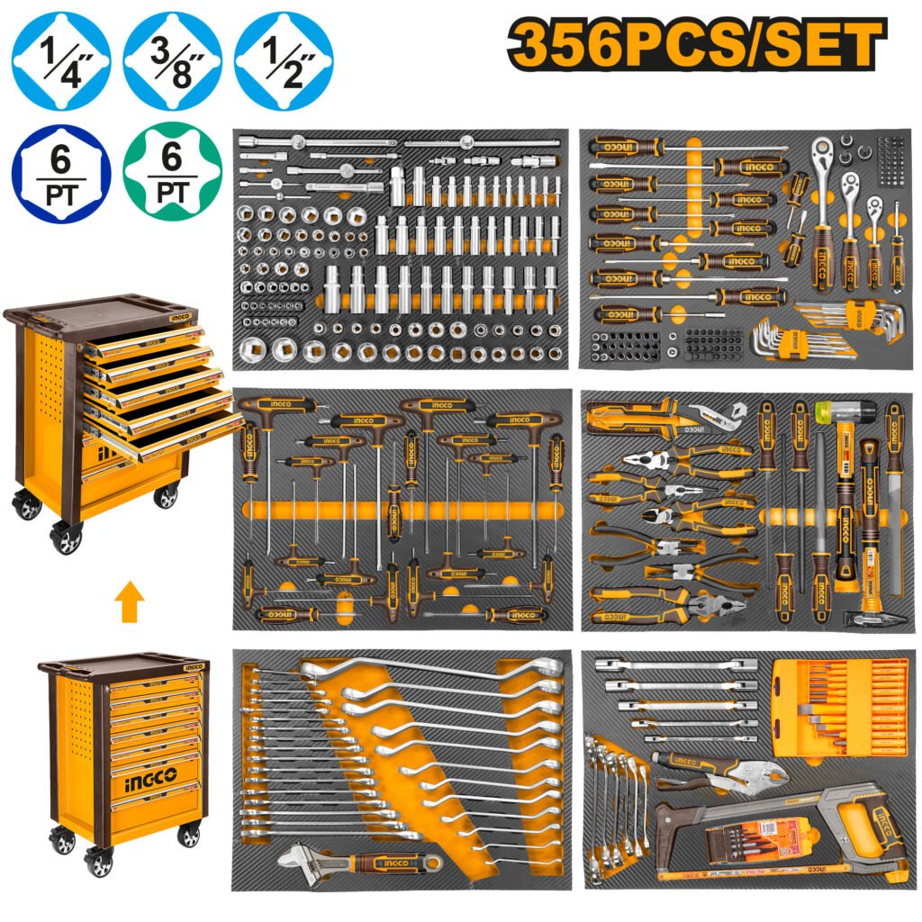 JUEGO HERRAMIENTAS 356PCS CON GABINETE HTCS273561 INGCO