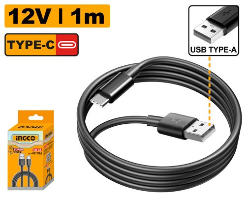 CABLE CARGADOR USB A - USB C - 1 METRO LONGITUD #IUCC01 INGCO
