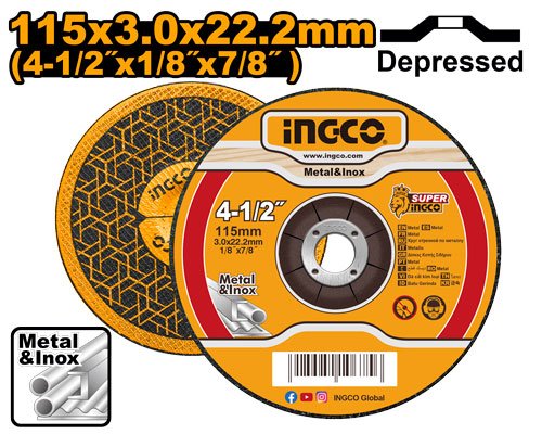 DISCO CORTE METAL 4-1/2" X 3.0MM 7/8" MCD301151 INGCO