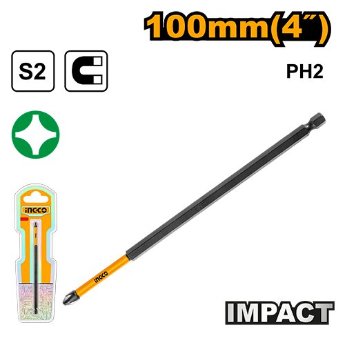 PUNTA PHILLIPS IMPACTO 4" #2 - 1 PZA #SDBIM71PH2100 INGCO