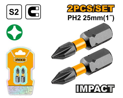 PUNTA PHILLIPS IMPACTO 1" #2 - 2PZAS #SDBIM71PH225 INGCO