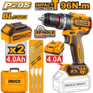 TALADRO PERC 1/2 96NM 20V+2BAT+1CAR+4ACC UCIDLI20968 INGCO