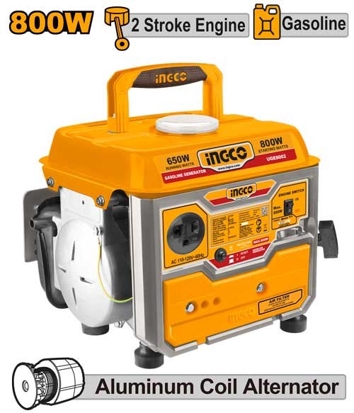 GENERADOR ELECTRICO GASOLINA 800W #UGE8002 INGCO